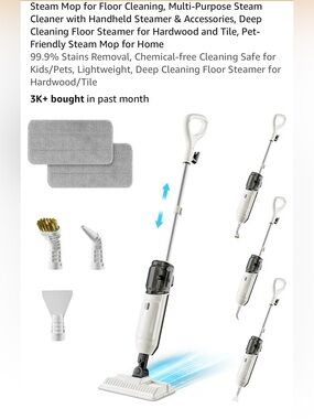 Wotaste Steam Mop Floor Cleaner,w/ Multi-Purpose  handheld steamer & accessories